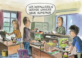 Cartoon: Neue Website Gemeinde Langnau i. E.